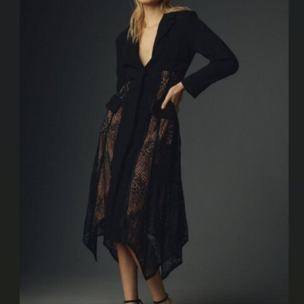 Anthropologie Lace Twofer Blazer Midi Dress